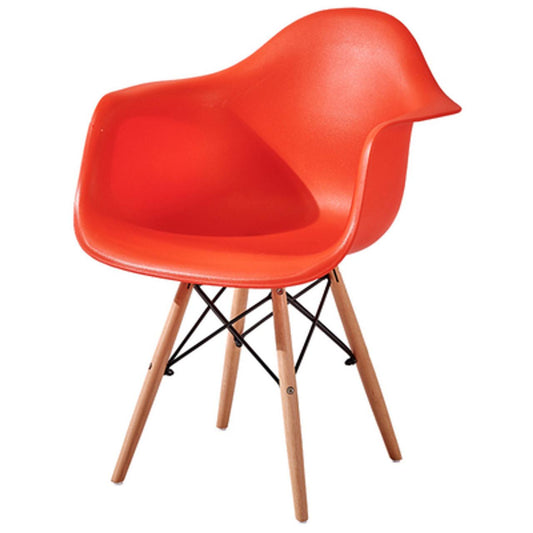 Red Arm Chair with Wooden Leg